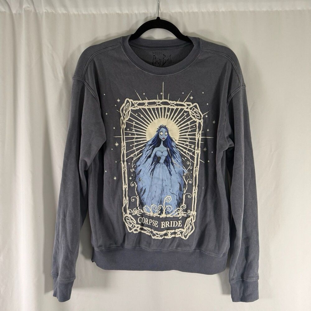 Corpse Bride Tim Burton Sweater Women's Small Blue Fleece Lined Pullover